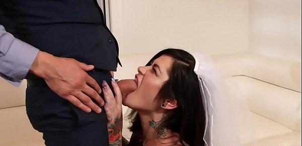  Tattooed bride bouncing on fat cock